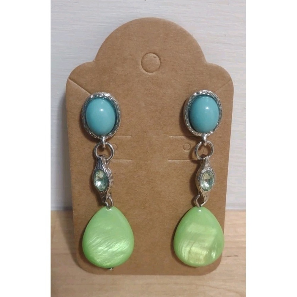 Tropic Teal & Lime Green Dangle Earrings